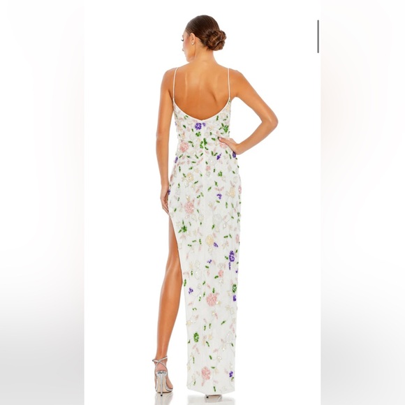 Mac Duggal White Multi Floral Sequin Gown - Picture 2 of 3